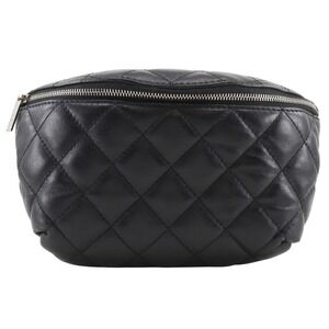 CHANEL Black Lambskin Leather Fanny Pack